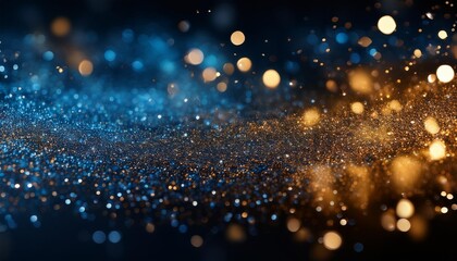 background of abstract glitter lights blue gold and black de focused banner