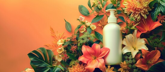 Aufkleber - Herbal hair care service displayed against a colorful backdrop with ample copy space image