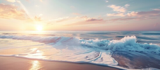 Canvas Print - Nature s calming aura at the seashore provides a serene backdrop for relaxation perfect for a copy space image