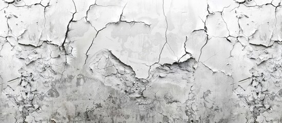Leinwandbilder - A white and gray wall displaying cracks holes and with ample copy space image