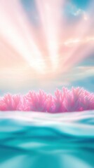 Wall Mural - A beautiful underwater scene with pink coral and blue water