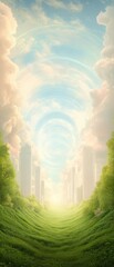 Canvas Print - a cityscape with a large building in the middle