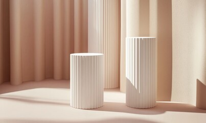 Poster - minimal podium platform background for mock up, pedestal for cosmetic or cosmetic product showing sc