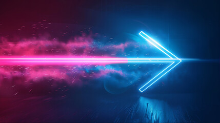 Wall Mural - abstract fast neon arrows background with lights