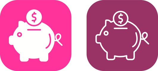 Sticker - Piggy Bank Vector Icon