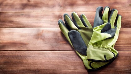 Wall Mural - gardening gloves on wood