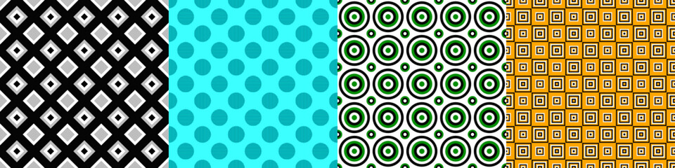 Poster - Seamless geometric threetone pattern set