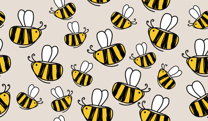 Wall Mural - Cute bees pattern background vector design