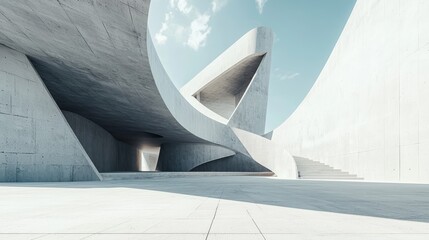 Poster - A futuristic architecture background with an empty large space floor, a concrete floor car parked in a park, and a concrete garage car present in a design scene.