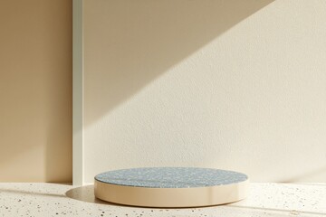 Poster - An earth tone color scheme was used in the rendering of this white blank podium for advertising cosmetics and presentations.