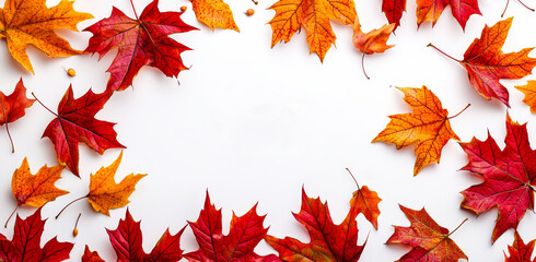 Poster - Isolated maple leaf on white background, symbolizing the autumn season