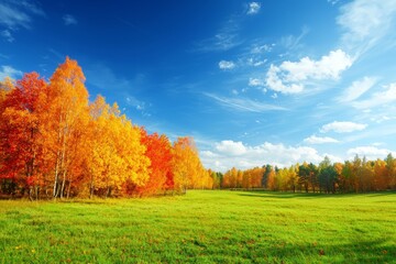 Canvas Print - Colorful autumn scenery with yellow trees and sun. Colorful foliage in the park, falling leaves natural background.