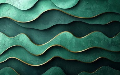 Poster - An abstract textured layer with a wavy dimension in green