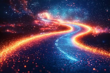 Aufkleber - Neon lines rays of light in speed, abstract glowing background. Dynamic effect futuristic cyberpunk digital fast movement with bright laser blue purple backdrop, creative abstract motion.