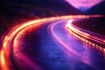 Poster - Light rays creating a sense of motion and speed in vibrant blues and pinks