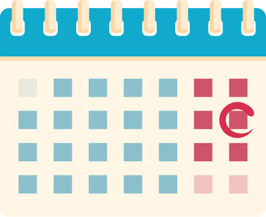 Poster - Calendar page marking period days and ovulation with red circles for women health and menstruation concept