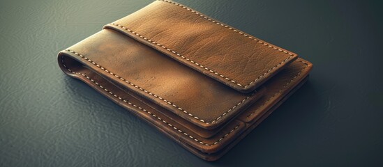 Fototapete - Vintage leather wallet displayed with blank cards perfect for corporate branding or personal identity themes in any design project creating potential with copy space image
