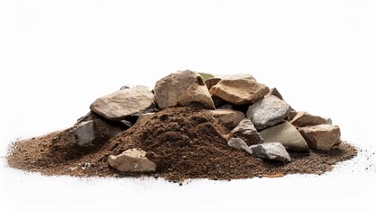 stone pile and ground isolated on white background with clipping path