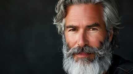 Wall Mural - A man with a beard and gray hair is smiling