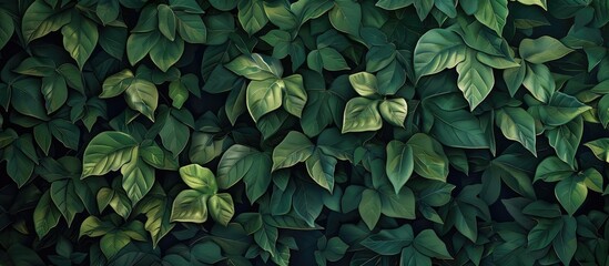 Poster - Background image featuring a rich green ivy pattern of Parthenocissus Virginia Creeper perfect for banners with space for text. Creative banner. Copyspace image