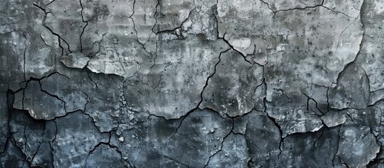 Canvas Print - Texture of an aged cracked grey cement wall providing a background with copy space image