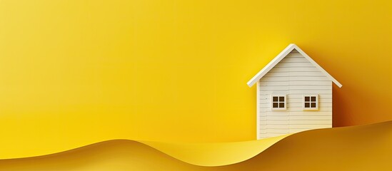 Aufkleber - A symbolic representation of property investment on a stunning yellow paper set against a beautiful white background embodying the business concept with copy space image