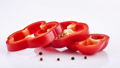 Wall Mural - red pepper isolated cutted unto slices on white background