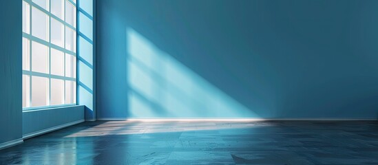 Aufkleber - Room with bare blue walls and empty floor ideal for displaying a copy space image