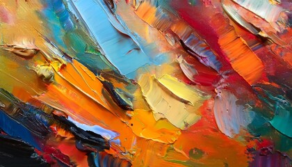 Wall Mural - fragment of multicolored texture painting abstract art background oil on canvas rough brushstrokes of paint closeup of a painting by oil and palette knife highly textured high quality details