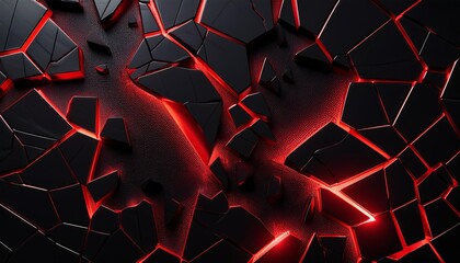 Wall Mural - the wallpaper background is black with abstract red cracks