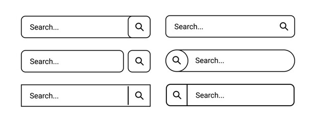 Poster - Bar collection for ui, design and web site. Vector isolated oval and rectangle address and navigation icons. Set of form models for websites. Search engine internet pages browser window template
