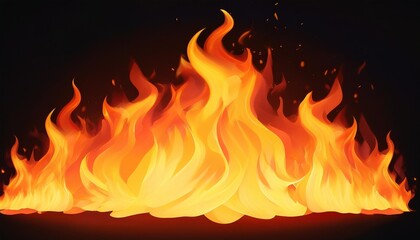 Wall Mural - 2d fire cartoon fire burning