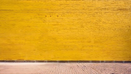 Wall Mural - yellow brick wall background with a sidewalk