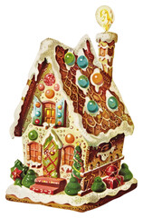 Sticker - PNG Christmas ginger house bread confectionery gingerbread biscuit.