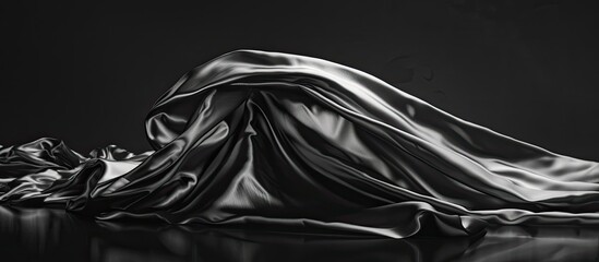 Fototapete - A captivating black and white copy space image featuring a reflective textile exuding an enigmatic and moody ambiance