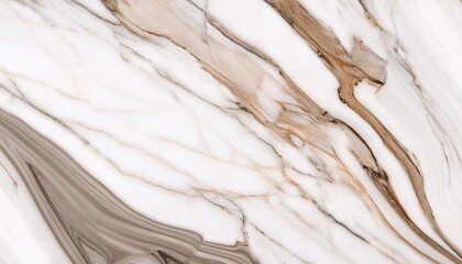 Wall Mural - marbled background banner panorama high resolution white brown beige carrara marble stone texture generative ai