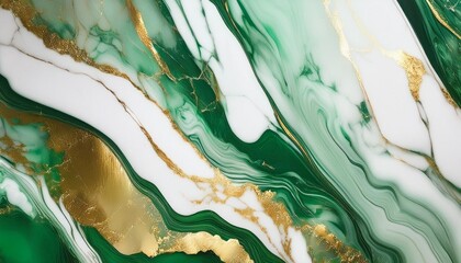 Wall Mural - abstract rough green white gold art painting marble texture generative ai