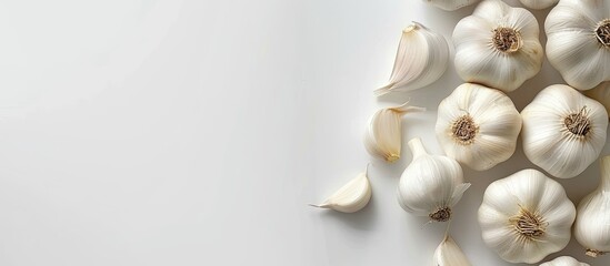 Aufkleber - Studio shot garlic on white backdrop with copy space image