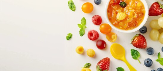 Poster - Baby food and nutrition concept with copy space image