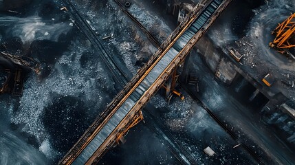 Poster - conveyor belt transporting coal in a coal mine highlighting the crucial role of mining in greenhouse