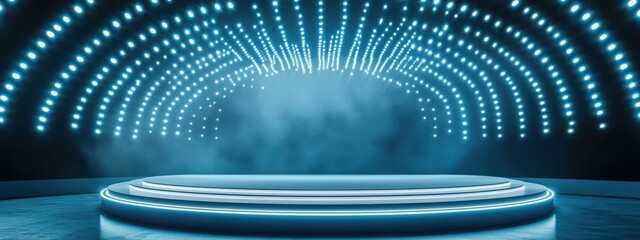 Poster - A blue stage with lights and fog
