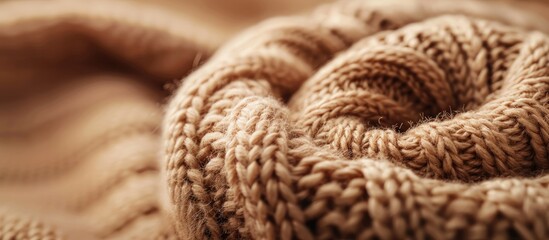 Poster - Knitting pattern rolls with a blend of brown hues are displayed in a copy space image