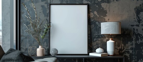 Aufkleber - High quality JPG photo featuring a customizable mockup of a blank frame with empty texture for copy space image