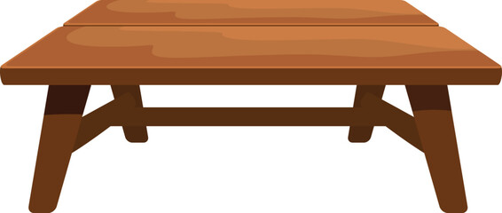 Poster - Simple wooden table standing on four legs, isolated on white background