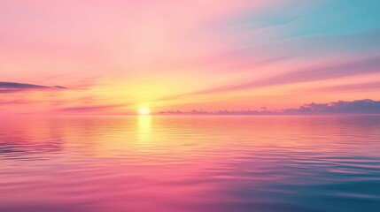 Poster - Pink Sunset Over Water.