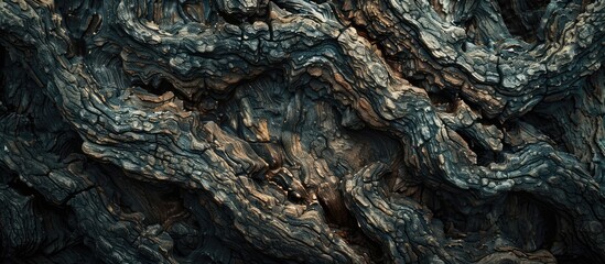 Aufkleber - Detailed closeup showcasing the textured rough tree trunk as an abstract background with copy space image