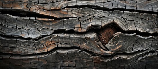 Aufkleber - Close up of an old wooden plank with a textured surface showing wavy cracks suitable for use as a copy space image