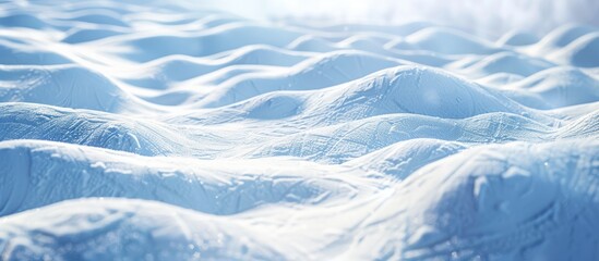 Poster - Winter scenery with snow covered ground displaying a natural snow pattern featuring wind formed designs on the snow surface ideal for a copy space image