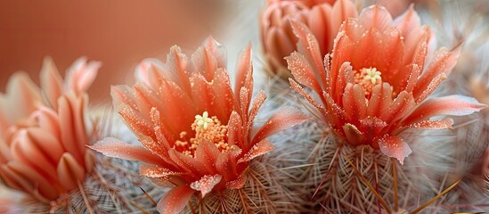 Aufkleber - Macro image of stunning cactus flowers for wallpaper with ample copy space image