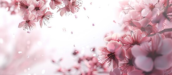 Aufkleber - Cherry blossom in pink hues against a white backdrop with available copy space image